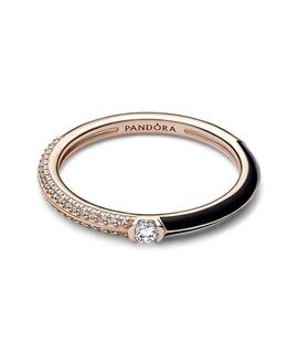 Anillo PANDORA Dual Negro y Pavé