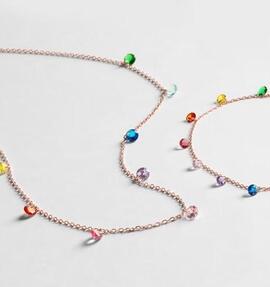 Conjunto LUXENTER pulsera y colgante multicolor