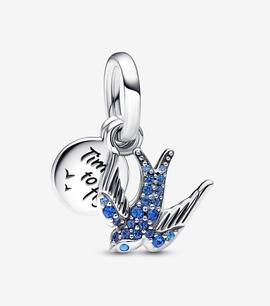 Charm Colgante PANDORA Doble Golondrina Brillante