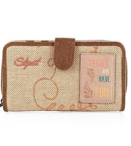 Cartera SKAPT tela boton/ cremalle beige estamp