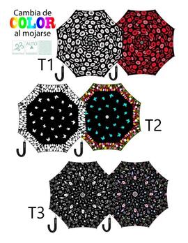 Paraguas PRIVATA negro mojado cambia color