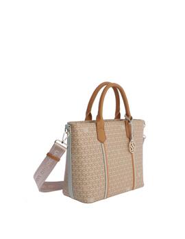 Bolso DON ALGODON cognac estampado logos