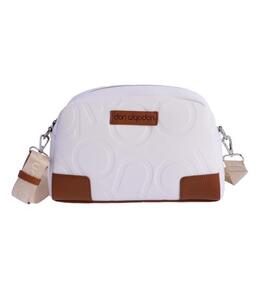 Bandolera DON ALGODON blanca logo cognac