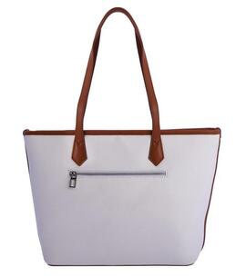 Shopper DON ALGODON  blanco logo tiras cognac