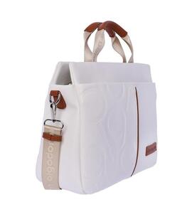 Bolso DON ALGODON blanco logo cognac