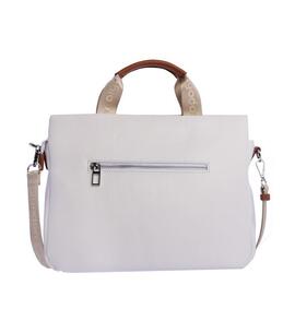 Bolso DON ALGODON blanco logo cognac