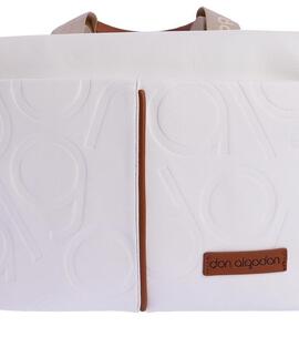 Bolso DON ALGODON blanco logo cognac