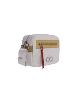 Bandolera DON ALGODON blanca y beige cremallera