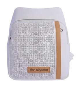 Mochila DON ALGODON blanca perforado logo