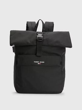 Mochila TOMMY Nylon negra solapa