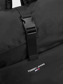 Mochila TOMMY Nylon negra solapa