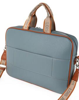 Maletin LOIS portaordenador piel azul/camel