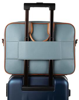 Maletin LOIS portaordenador piel azul/camel