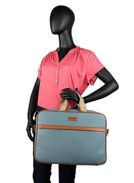 Maletin LOIS portaordenador piel azul/camel