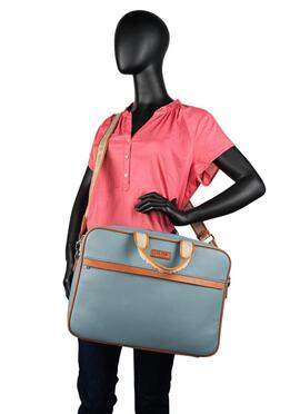 Maletin LOIS portaordenador piel azul/camel