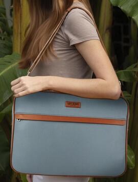 Maletin LOIS portaordenador piel azul/camel