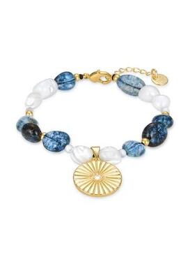 Pulsera LUXENTER PRISYA bolas azuly blancas chapa dorada