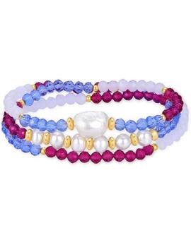 Pulsera LUXENTER triple piedras colores