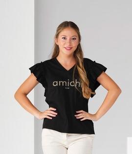 Camiseta AMICHI negra logo estampado