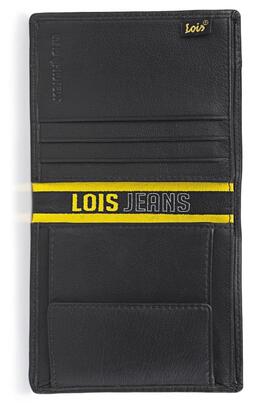 Cartera LOIS  piel negra logo amarillo