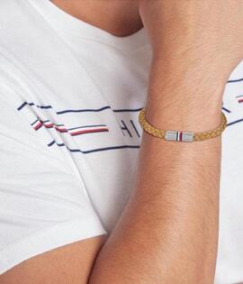 Pulsera TOMMY HILFIGER Cuero Camel Trenzado