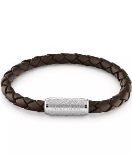 Pulsera TOMMY cuero marron trenzado