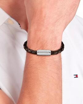 Pulsera TOMMY cuero marron trenzado