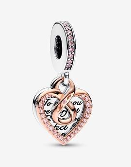 Charm Colgante PANDORA Doble Corazón Infinito en Dos Tonos