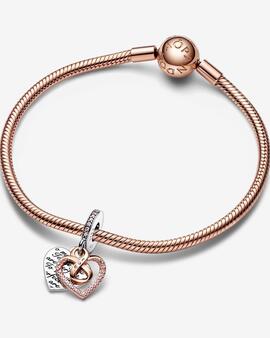 Charm Colgante PANDORA Doble Corazón Infinito en Dos Tonos