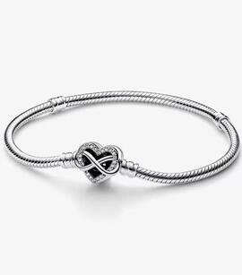 Pulsera PANDORA moments plata Cierre Corazón Infinito Brilla