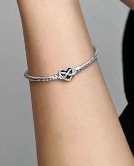 Pulsera PANDORA moments plata Cierre Corazón Infinito Brilla