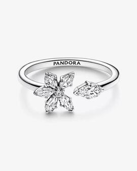 Anillo PANDORA abierto plata Herbario Brillante