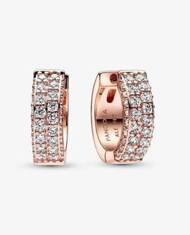 Pendientes  Aro PANDORA rose Fila Doble en Pavé