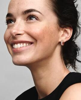 Pendientes  Aro PANDORA rose Fila Doble en Pavé