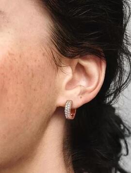 Pendientes  Aro PANDORA rose Fila Doble en Pavé