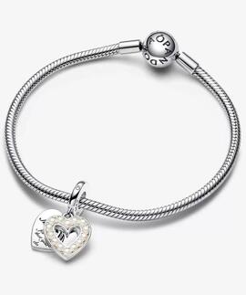 Charm PANDORA  Doble Corazón Blanco Anacarado