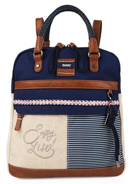 Mochila SKAPT tela beige/ azul rayas