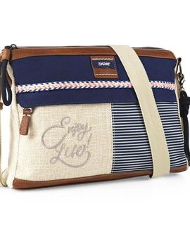 Bolso SKAPT genova tela beige y azul rayas