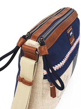 Bolso SKAPT genova tela beige y azul rayas