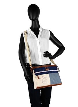 Bolso SKAPT genova tela beige y azul rayas