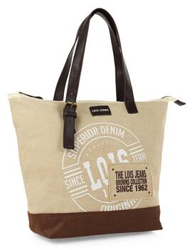 Shopper LOIS  tela beige/marron estamp logo