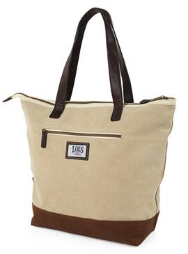 Shopper LOIS  tela beige/marron estamp logo