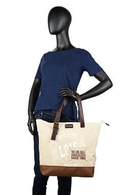 Shopper LOIS  tela beige/marron estamp logo