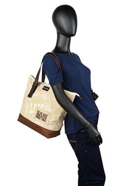 Shopper LOIS  tela beige/marron estamp logo