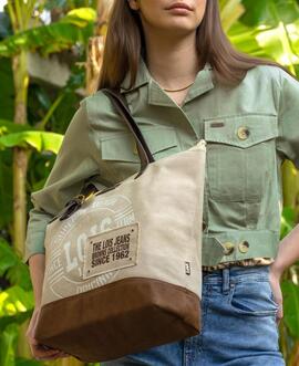 Shopper LOIS  tela beige/marron estamp logo