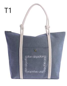 Bolso DON ALGODON playa tela logo cuadrado letras