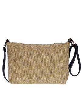 Bolso AMICHI  mano natural cremallera logo negro