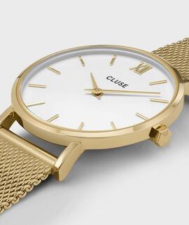 Reloj CLUSE Minuit Mesh White-Gold