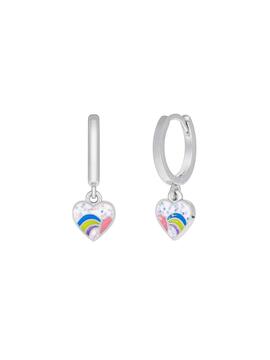 Aros MAREA plata cuelgan corazon arcoiris