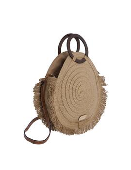 Bolso AMICHI paja asas redondas madera